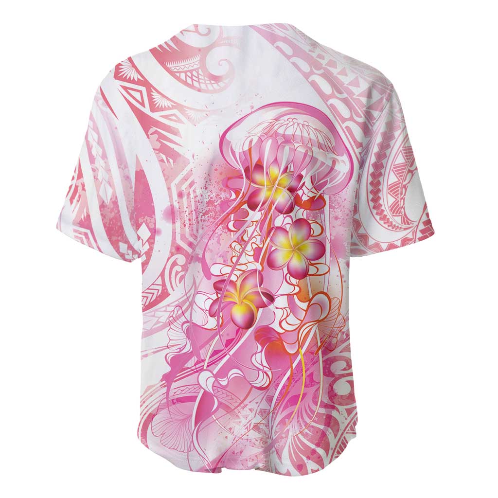 Rose Pink Polynesian Jellyfish Baseball Jersey Watercolor Glows - Polynesian Pride