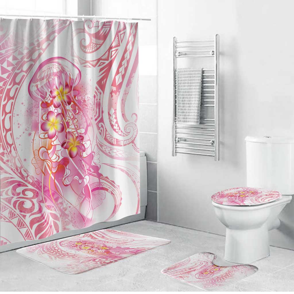 Rose Pink Polynesian Jellyfish Bathroom Set Watercolor Glows - Polynesian Pride