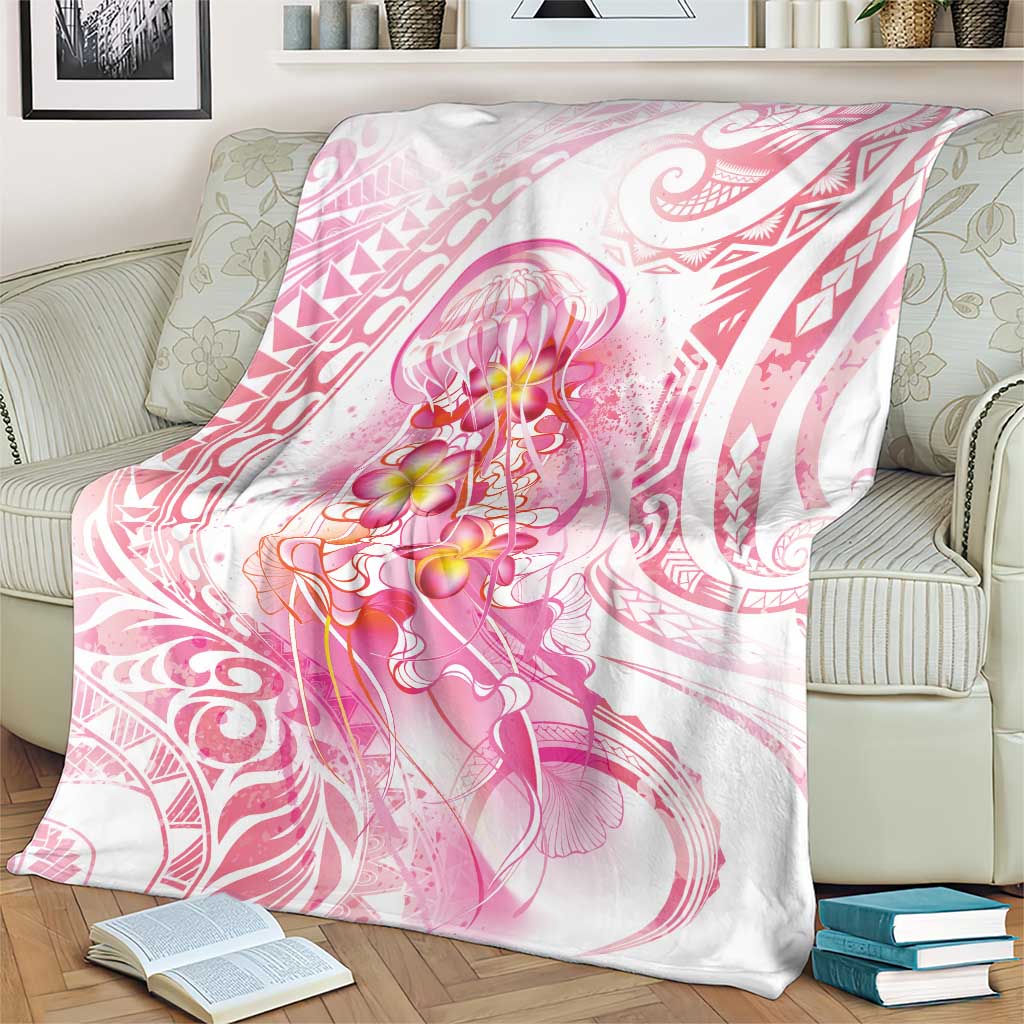 Rose Pink Polynesian Jellyfish Blanket Watercolor Glows - Polynesian Pride