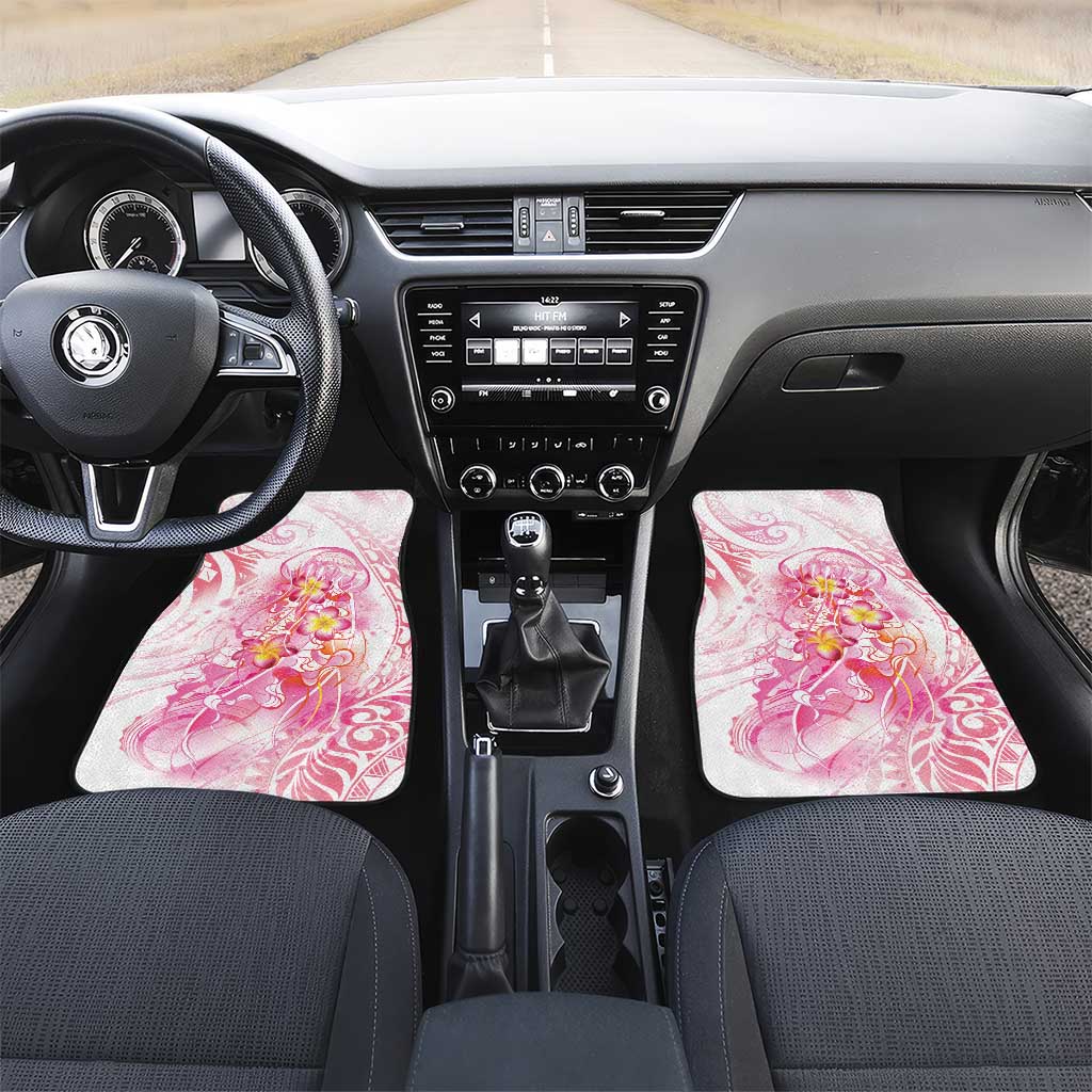 Rose Pink Polynesian Jellyfish Car Mats Watercolor Glows - Polynesian Pride
