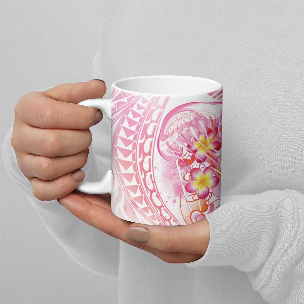 Rose Pink Polynesian Jellyfish Ceramic Mug Watercolor Glows - Polynesian Pride