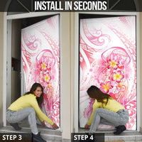 Rose Pink Polynesian Jellyfish Door Cover Watercolor Glows - Polynesian Pride