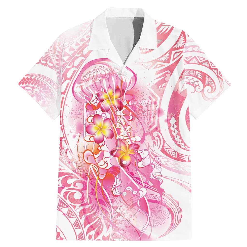 Rose Pink Polynesian Jellyfish Family Matching Mermaid Dress and Hawaiian Shirt Watercolor Glows - Polynesian Pride
