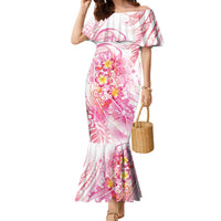 Rose Pink Polynesian Jellyfish Family Matching Mermaid Dress and Hawaiian Shirt Watercolor Glows - Polynesian Pride