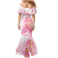 Rose Pink Polynesian Jellyfish Family Matching Mermaid Dress and Hawaiian Shirt Watercolor Glows - Polynesian Pride