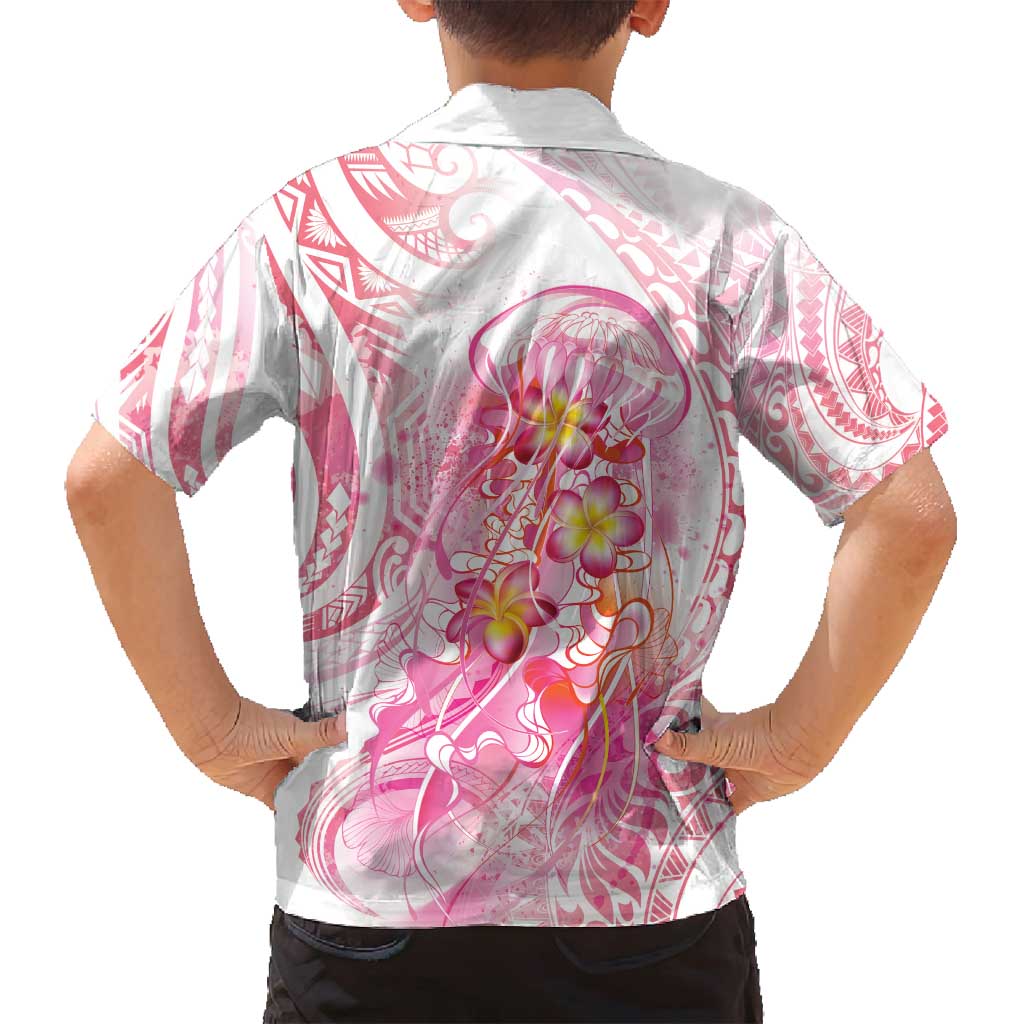 Rose Pink Polynesian Jellyfish Family Matching Puletasi and Hawaiian Shirt Watercolor Glows - Polynesian Pride