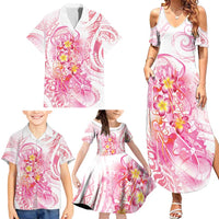 Rose Pink Polynesian Jellyfish Family Matching Summer Maxi Dress and Hawaiian Shirt Watercolor Glows - Polynesian Pride