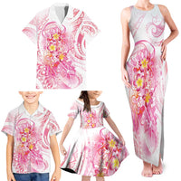 Rose Pink Polynesian Jellyfish Family Matching Tank Maxi Dress and Hawaiian Shirt Watercolor Glows - Polynesian Pride
