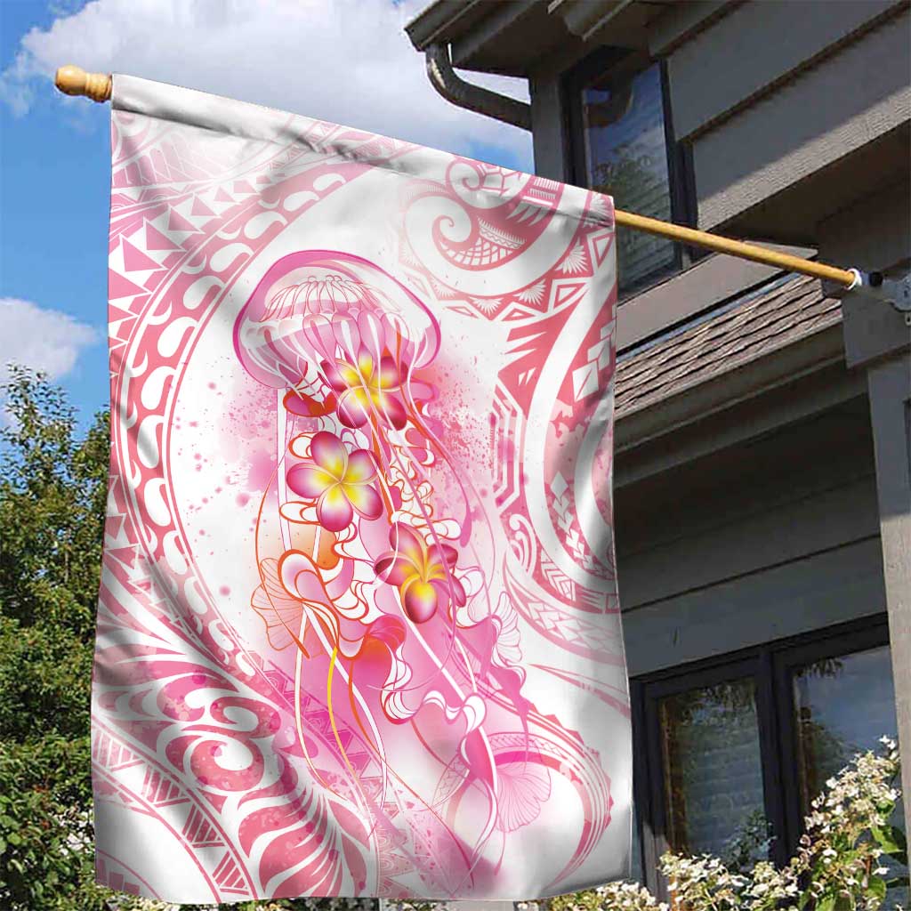 Rose Pink Polynesian Jellyfish Garden Flag Watercolor Glows LT7 - Polynesian Pride