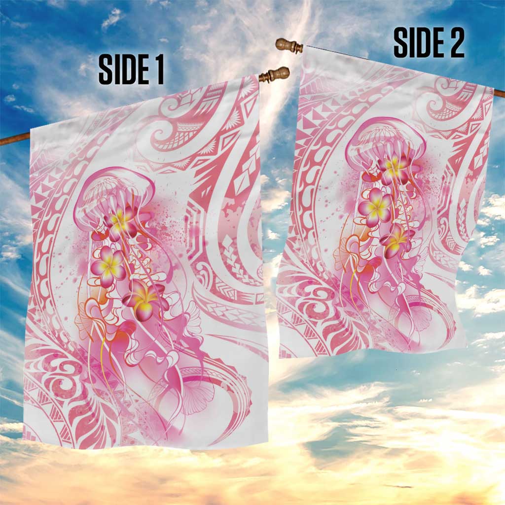 Rose Pink Polynesian Jellyfish Garden Flag Watercolor Glows LT7 - Polynesian Pride