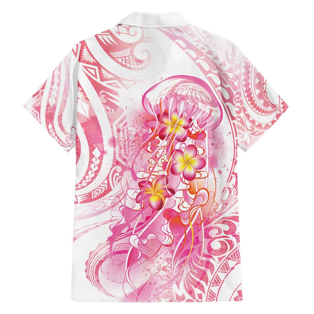 Rose Pink Polynesian Jellyfish Hawaiian Shirt Watercolor Glows - Polynesian Pride