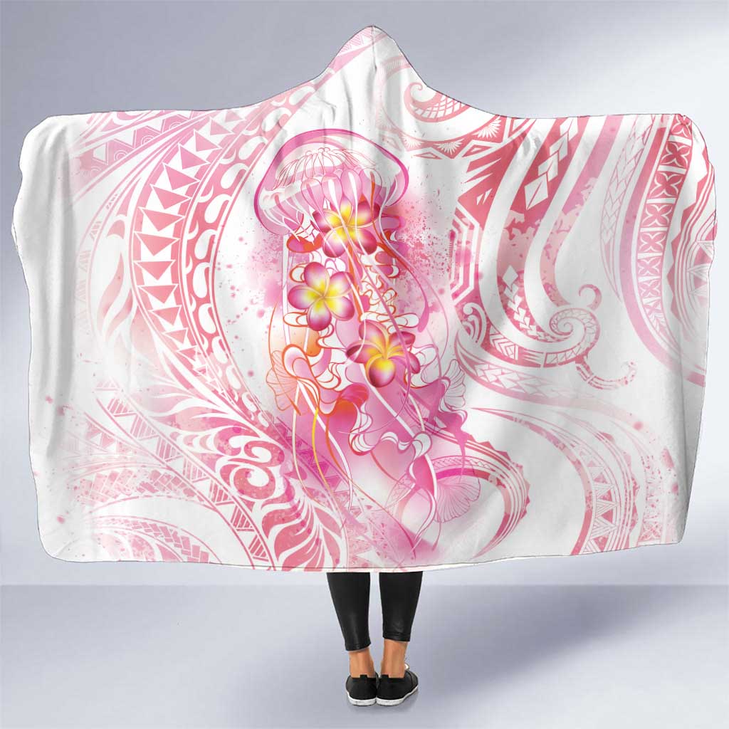 Rose Pink Polynesian Jellyfish Hooded Blanket Watercolor Glows LT7 One Size Rose Pink - Polynesian Pride