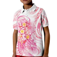 Rose Pink Polynesian Jellyfish Kid Polo Shirt Watercolor Glows LT7 Kid Rose Pink - Polynesian Pride