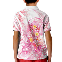 Rose Pink Polynesian Jellyfish Kid Polo Shirt Watercolor Glows LT7 - Polynesian Pride