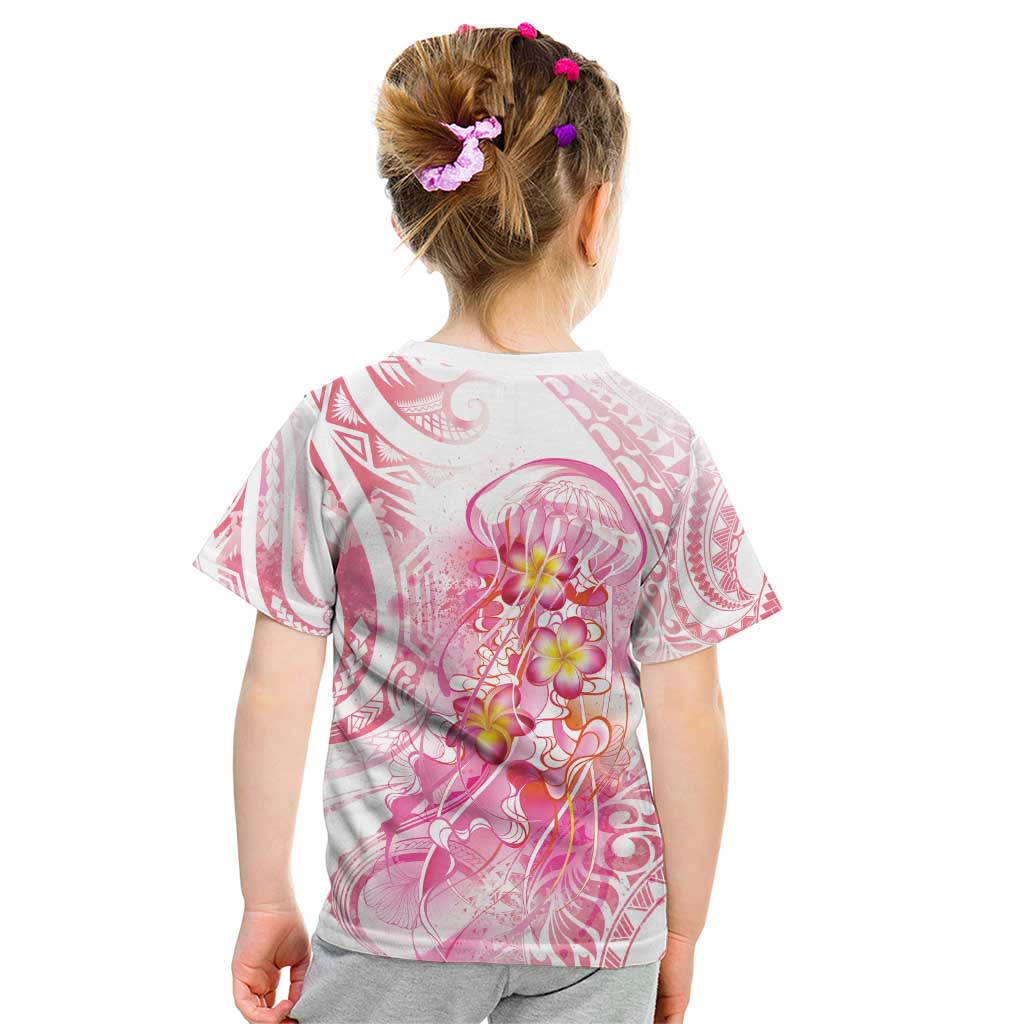 Rose Pink Polynesian Jellyfish Kid T Shirt Watercolor Glows LT7 - Polynesian Pride