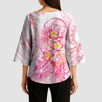 Rose Pink Polynesian Jellyfish Kimono Sleeve Blouse Watercolor Glows - Polynesian Pride