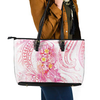 Rose Pink Polynesian Jellyfish Leather Tote Bag Watercolor Glows LT7 - Polynesian Pride