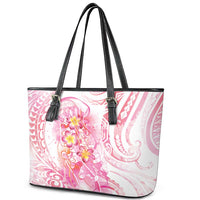 Rose Pink Polynesian Jellyfish Leather Tote Bag Watercolor Glows LT7 - Polynesian Pride