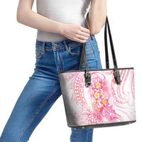 Rose Pink Polynesian Jellyfish Leather Tote Bag Watercolor Glows LT7 - Polynesian Pride
