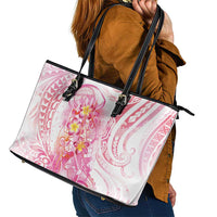 Rose Pink Polynesian Jellyfish Leather Tote Bag Watercolor Glows LT7 - Polynesian Pride
