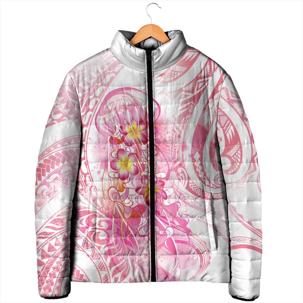 Rose Pink Polynesian Jellyfish Padded Jacket Watercolor Glows - Polynesian Pride
