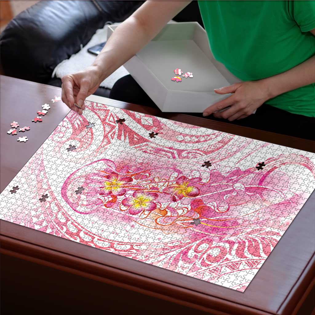 Rose Pink Polynesian Jellyfish Puzzle Watercolor Glows - Polynesian Pride