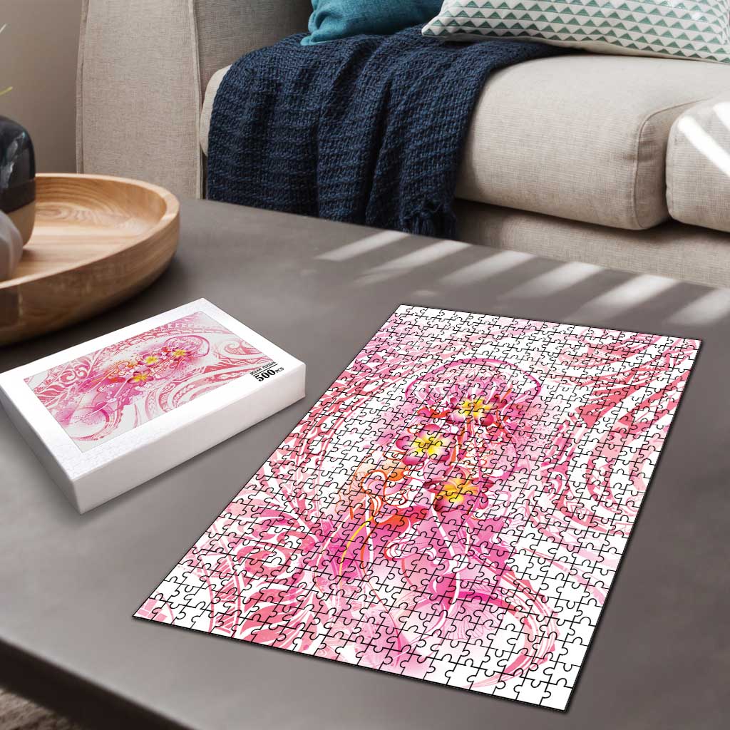 Rose Pink Polynesian Jellyfish Puzzle Watercolor Glows - Polynesian Pride