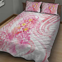 Rose Pink Polynesian Jellyfish Quilt Bed Set Watercolor Glows LT7 - Polynesian Pride