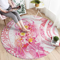 Rose Pink Polynesian Jellyfish Round Carpet Watercolor Glows LT7 - Polynesian Pride