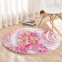 Rose Pink Polynesian Jellyfish Round Carpet Watercolor Glows LT7 - Polynesian Pride