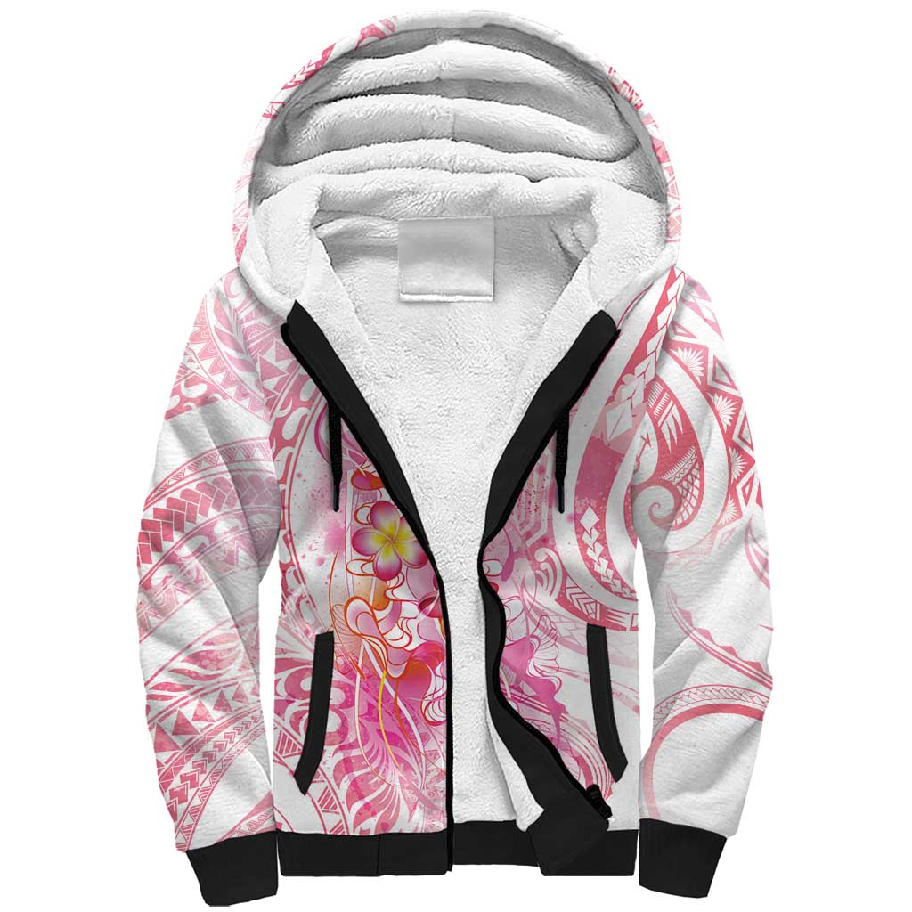 Rose Pink Polynesian Jellyfish Sherpa Hoodie Watercolor Glows - Polynesian Pride