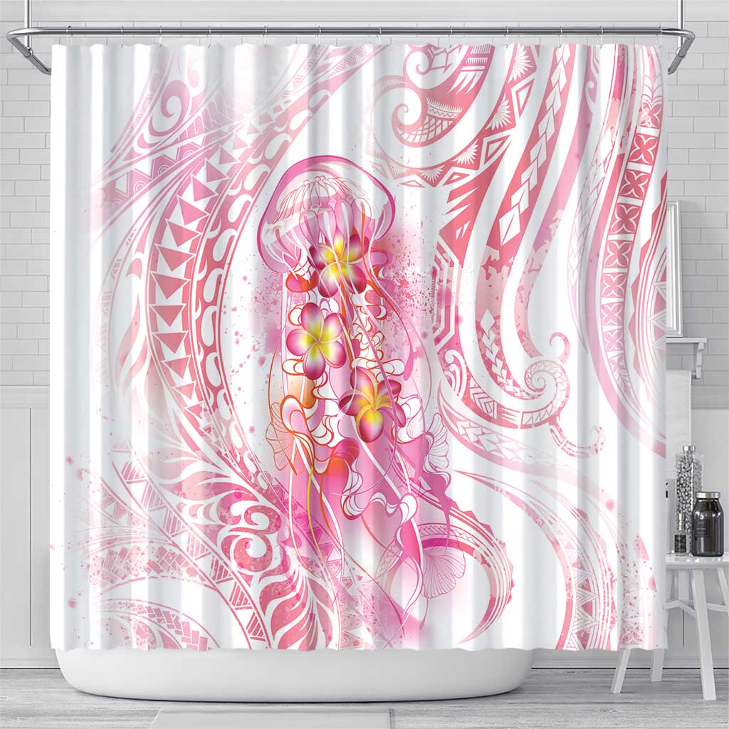 Rose Pink Polynesian Jellyfish Shower Curtain Watercolor Glows LT7 - Polynesian Pride