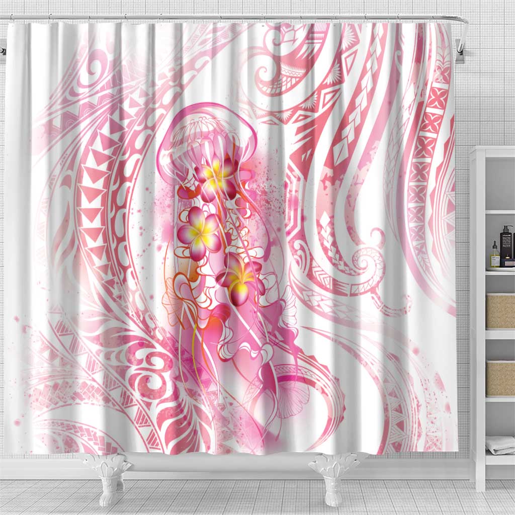 Rose Pink Polynesian Jellyfish Shower Curtain Watercolor Glows LT7 - Polynesian Pride
