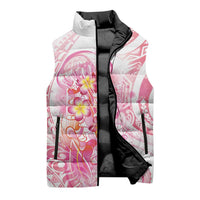 Rose Pink Polynesian Jellyfish Sleeveless Puffer Jacket Watercolor Glows - Polynesian Pride