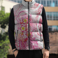 Rose Pink Polynesian Jellyfish Sleeveless Puffer Jacket Watercolor Glows - Polynesian Pride