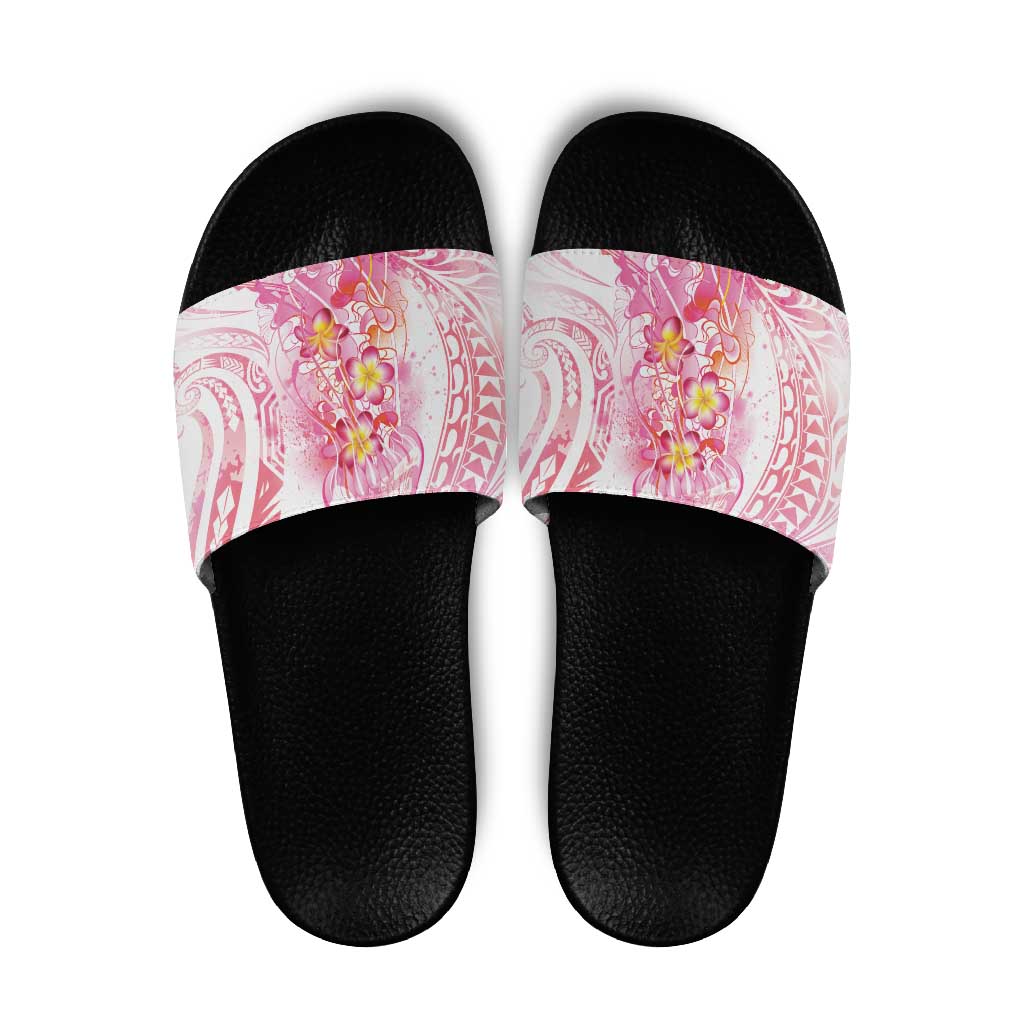 Rose Pink Polynesian Jellyfish Slide Sandals Watercolor Glows - Polynesian Pride