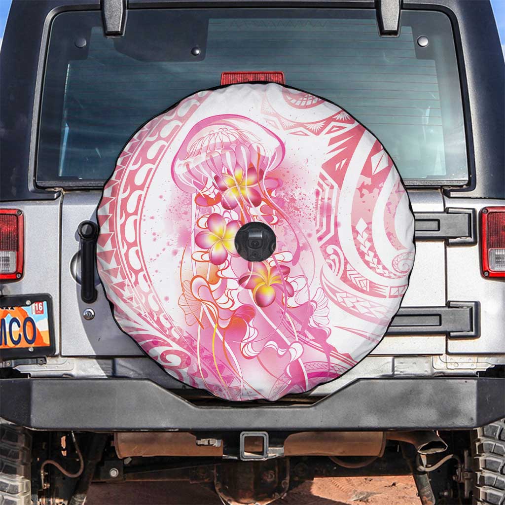 Rose Pink Polynesian Jellyfish Spare Tire Cover Watercolor Glows LT7 Rose Pink - Polynesian Pride