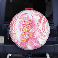 Rose Pink Polynesian Jellyfish Spare Tire Cover Watercolor Glows LT7 No hole Rose Pink - Polynesian Pride