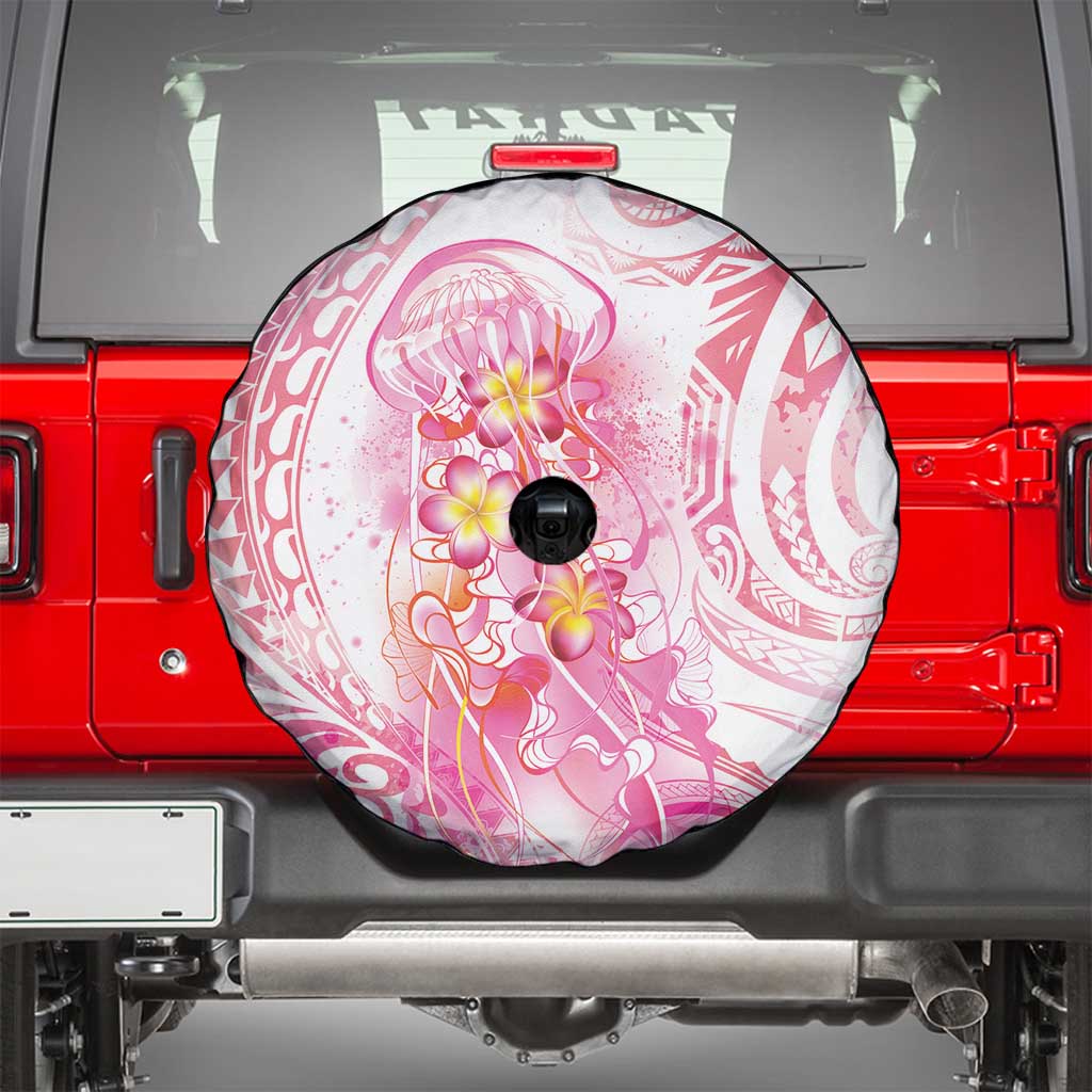 Rose Pink Polynesian Jellyfish Spare Tire Cover Watercolor Glows LT7 - Polynesian Pride