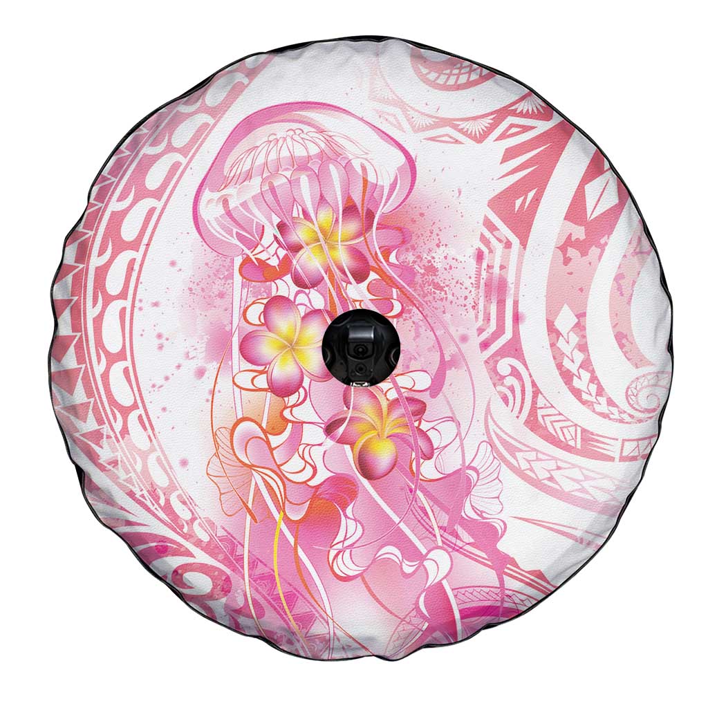 Rose Pink Polynesian Jellyfish Spare Tire Cover Watercolor Glows LT7 - Polynesian Pride