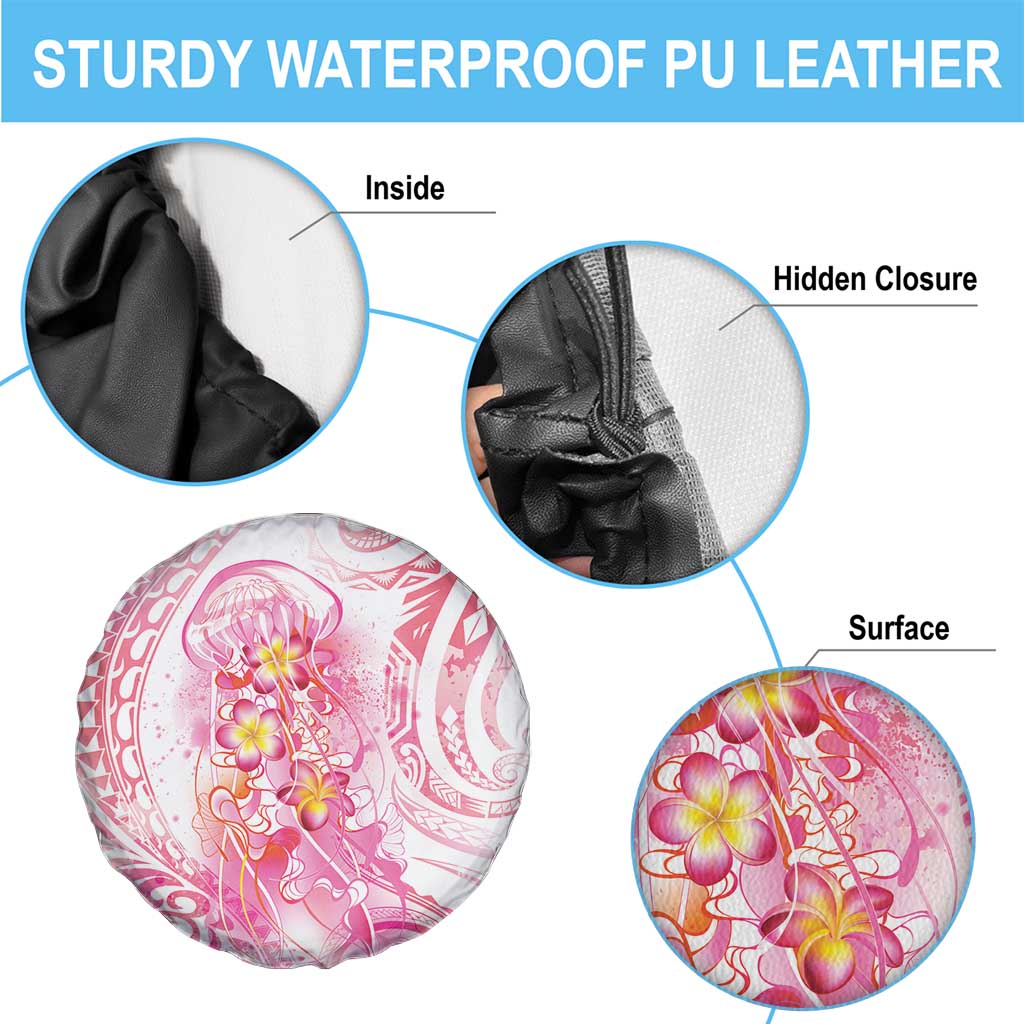 Rose Pink Polynesian Jellyfish Spare Tire Cover Watercolor Glows LT7 - Polynesian Pride