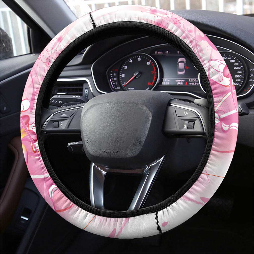 Rose Pink Polynesian Jellyfish Steering Wheel Cover Watercolor Glows - Polynesian Pride