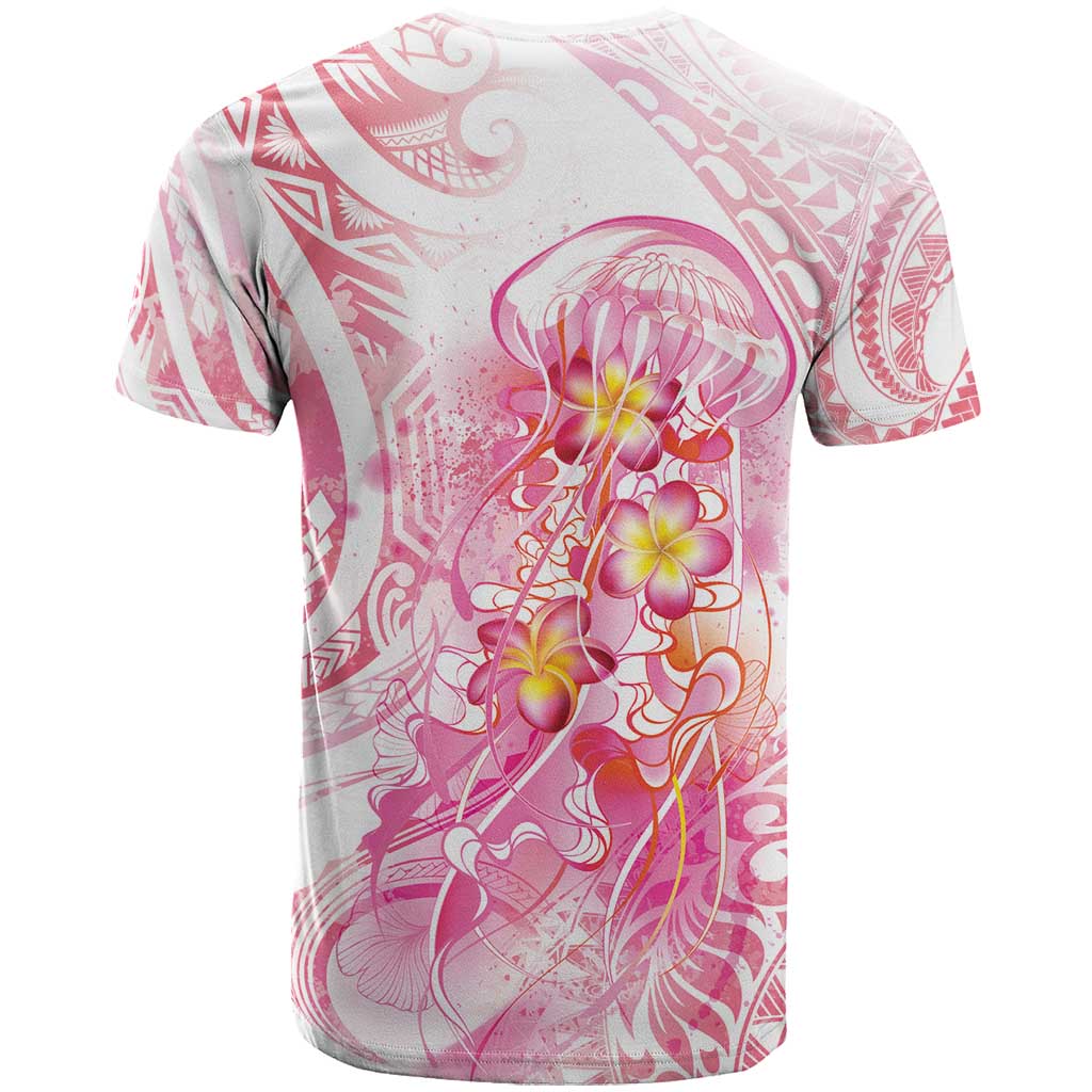 Rose Pink Polynesian Jellyfish T Shirt Watercolor Glows - Polynesian Pride
