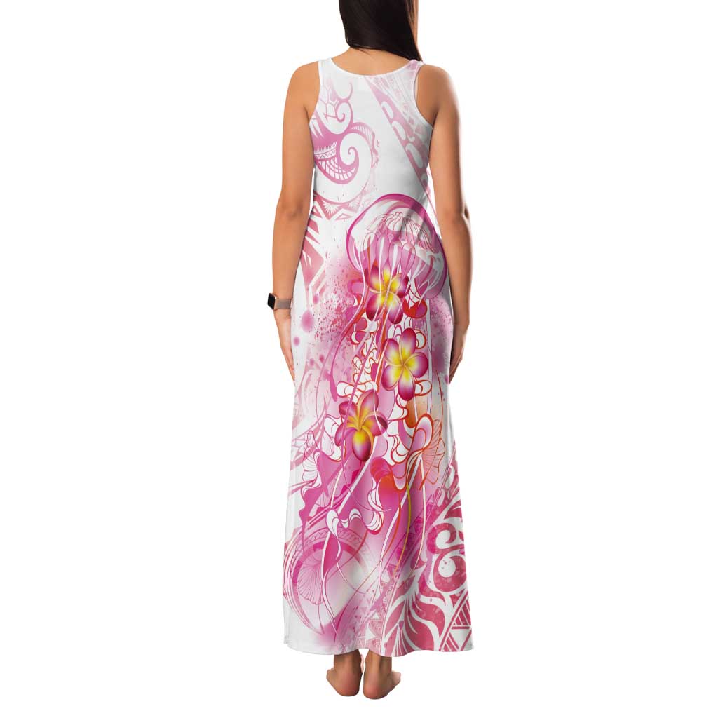 Rose Pink Polynesian Jellyfish Tank Maxi Dress Watercolor Glows - Polynesian Pride