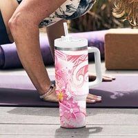 Rose Pink Polynesian Jellyfish Tumbler With Handle Watercolor Glows - Polynesian Pride