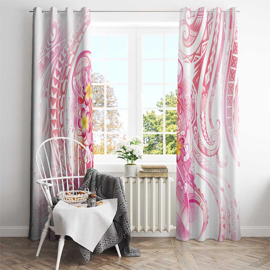 Rose Pink Polynesian Jellyfish Window Curtain Watercolor Glows - Polynesian Pride