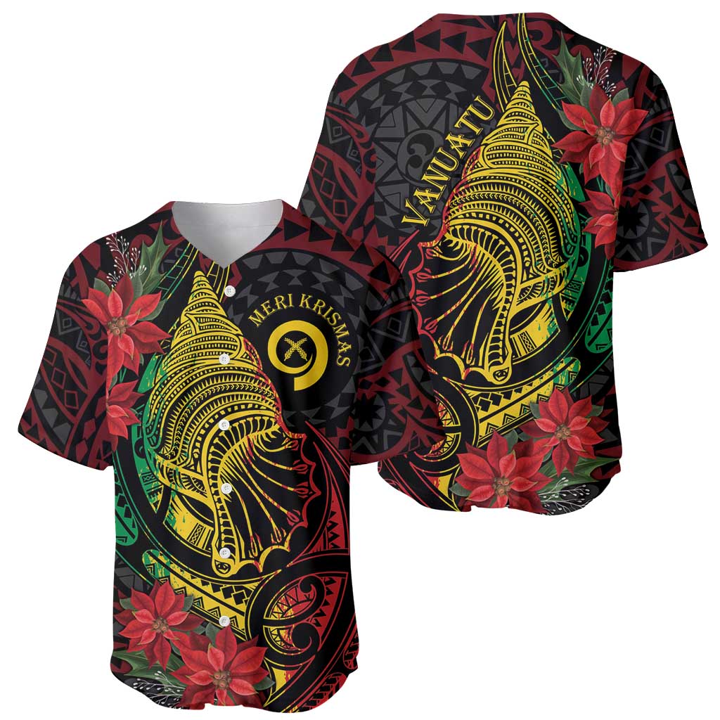 Vanuatu Meri Krismas Baseball Jersey Conch Shell Tribal Art LT7 - Polynesian Pride