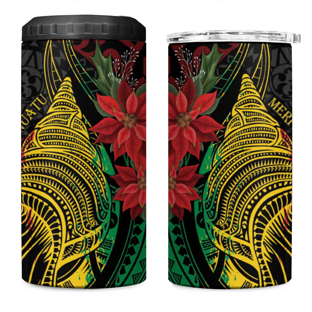 Vanuatu Meri Krismas 4 in 1 Can Cooler Tumbler Conch Shell Tribal Art