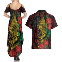 Vanuatu Meri Krismas Couples Matching Summer Maxi Dress and Hawaiian Shirt Conch Shell Tribal Art