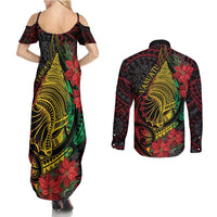Vanuatu Meri Krismas Couples Matching Summer Maxi Dress and Long Sleeve Button Shirt Conch Shell Tribal Art